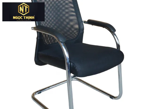 Ghế họp khung thép mạ, tựa bọc vải lưới, đệm mút bọc vải lưới xốp GL411